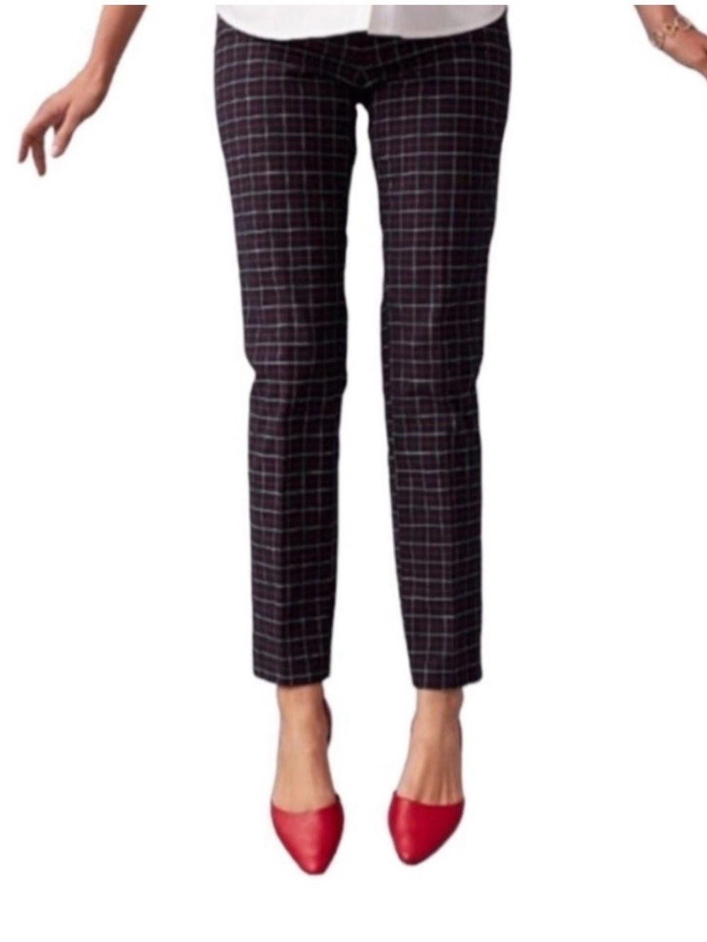 J Jill Premium Bi Stretch Windowpane Plaid Straight Leg Pants Size 6